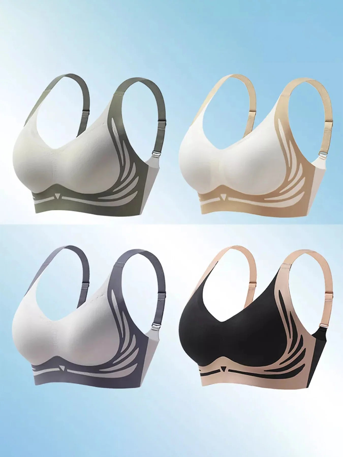 Push-Up Bras For Women Anti-sagging Lift-Up Bra Non-wired Brassiere Seamless Lift-up Yoga Fitness Sleep Vest Sports Brassiere