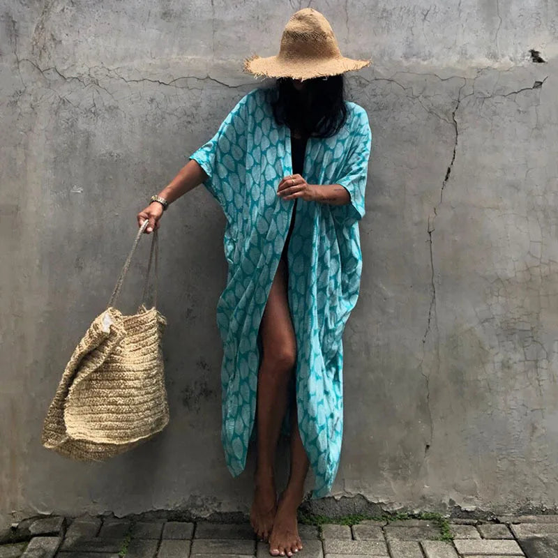 Women's Beach Cover Ups Button Down Sunscreen Bikini Swimwears Vacation Bamboo Maxi Sundress Oversized Bathing Suit Cover Ups