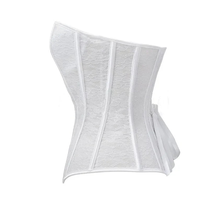 Corset Overbust Bustiers Sexy Corset For Women Lace Perspective Transparent Lingerie Femme Black White
