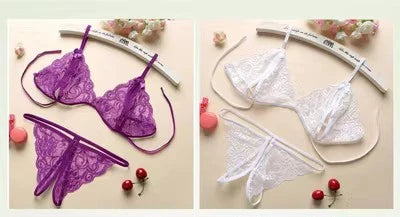 Sexy  Women's Lace  Transparent Thin Large Size  Loose Ice Silk Small Chest Gathering Underwear
