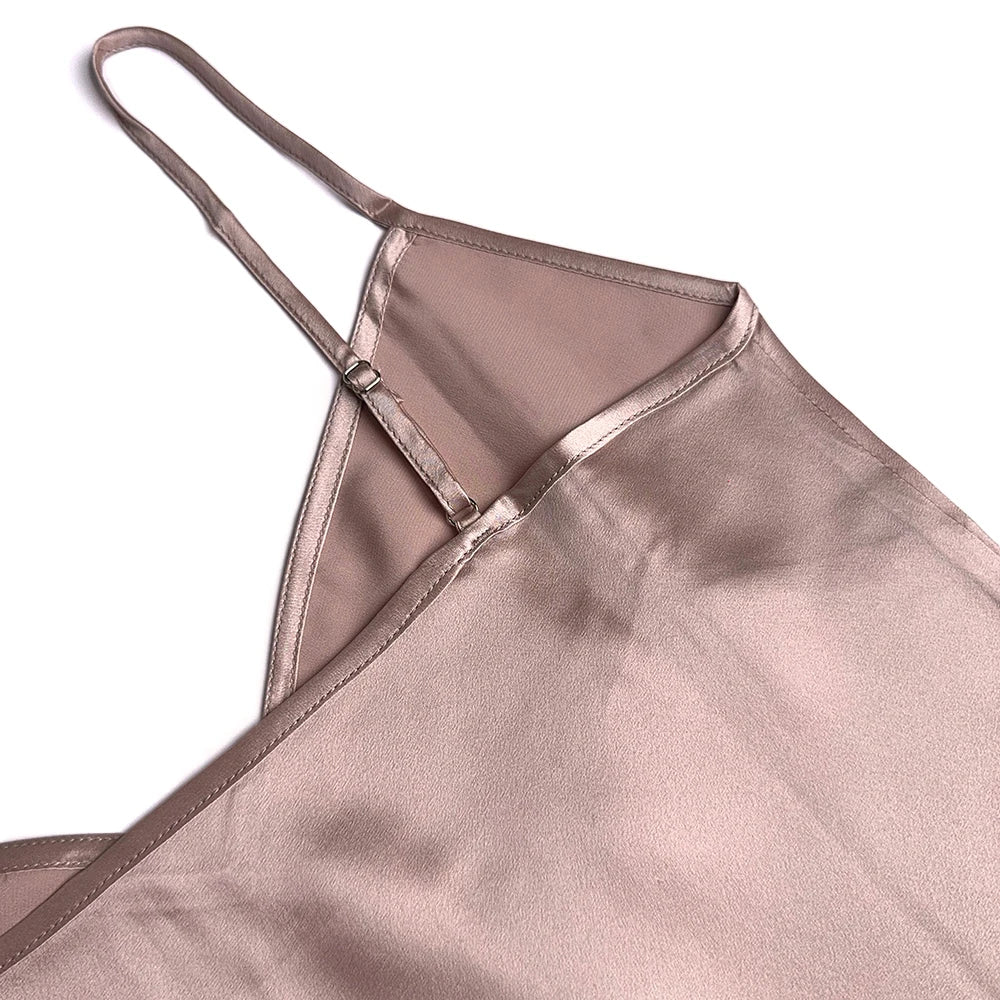 Women's Lingerie Chemise Slip Nightgown 100% Real 19 Momme Mulberry Silk Sleepwear V Neck Spaghetti Strap Dress S-4XL