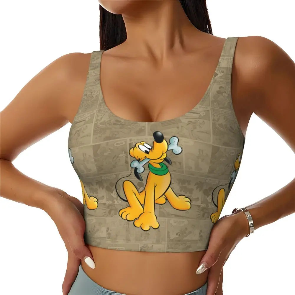 Custom Pluto Anime Manga High Impact Sports Bras for Women Classic Seamless Workout Yoga Crop Tank Tops