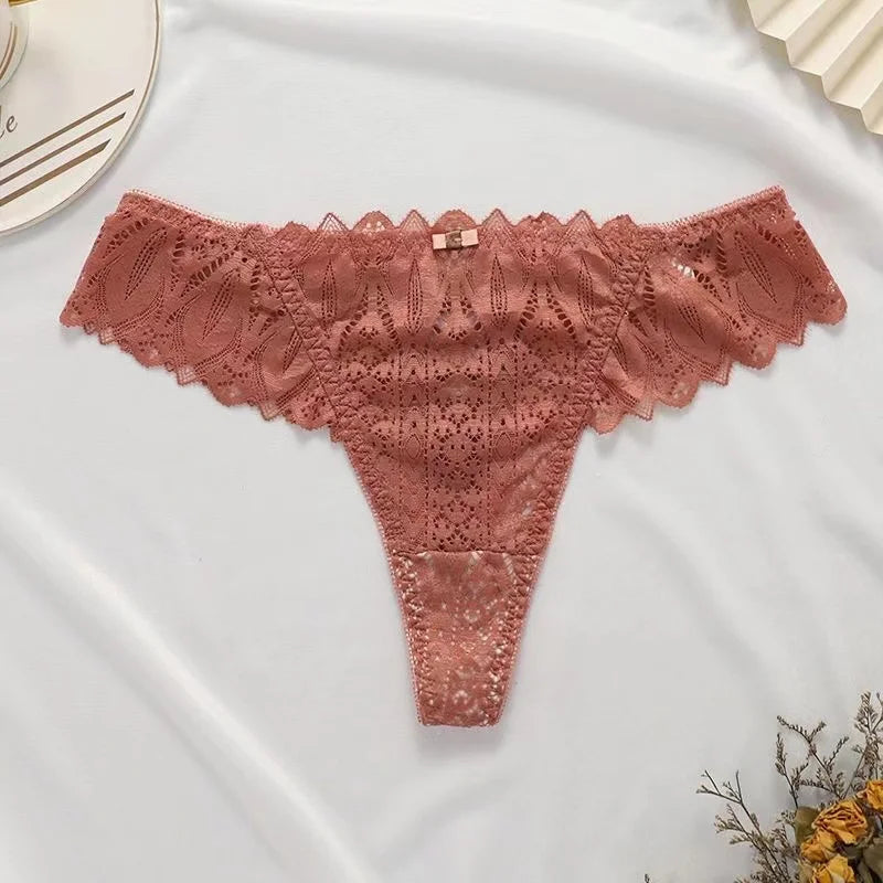 Women's Sexy String Panties Lace Thongs Lingerie Intimates Woman T-back Soft T-panties Designed Tangas Mujer