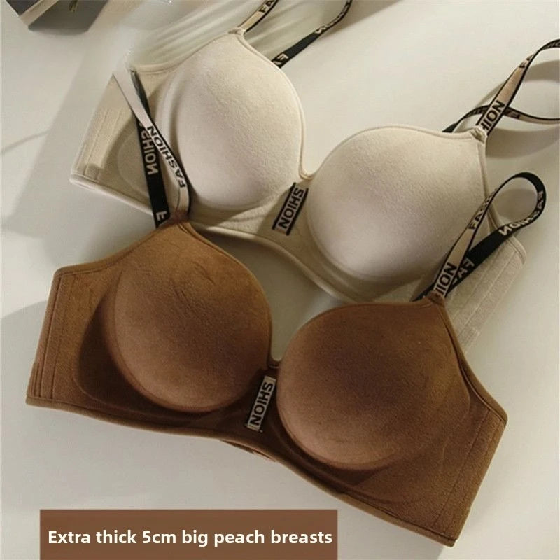 Ultra Push Up Bra 6CM Padding for Women Seamless Wireless Bra Full Coverage Gathers Side Fat Lifts Thermal Fleece Lined Bra