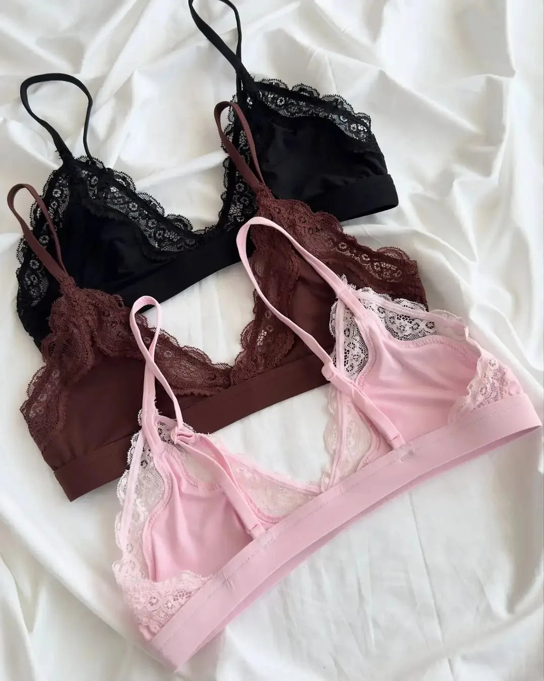 Solid Lace Thin Underwear Sets Women Slim Lift Comfortable Minimalist Without Steel Ring Bra Suit Sweet Y2K Sport Bras and Panty
