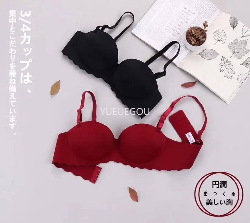 Seamless Demi Push Up Bra for Small Chest Non-Wired Ultra Padded Lift Bralette No Gap Plunge for Flat Bust Women