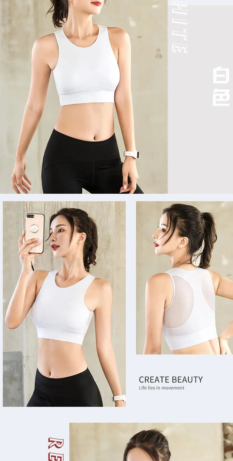 Sports Bras for Women Quick Drying Mesh Racerback Sports Bra Seamless Padded Sports Bra Yoga Bras Workout Bra Activewear Bra