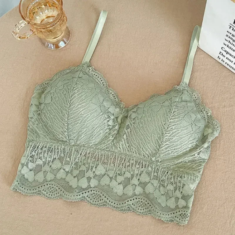 Open Back Bra Lace Bralette U Type Wirefree Boneless Brassiere Floral Women Top Backless Underwear Sexy Bras