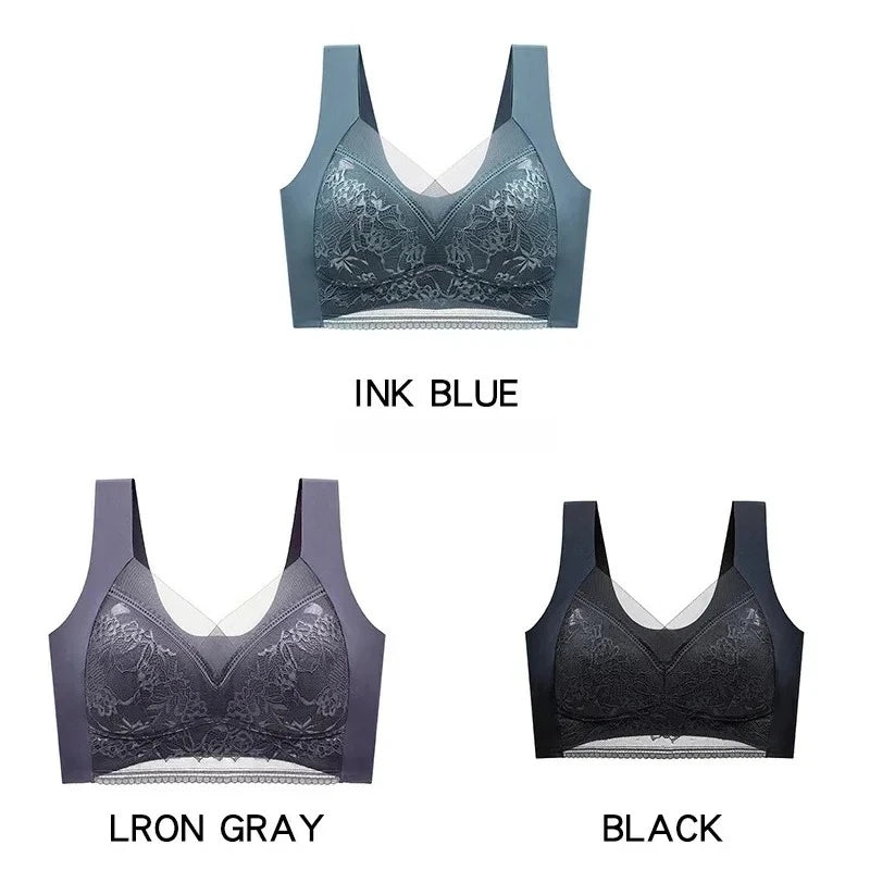 3 Pcs Women's Push Up Bralette Wireless Bras - 5cm Natural Lift, Seamless Lace Plus Size (L-6XL), No Underwire Comfort