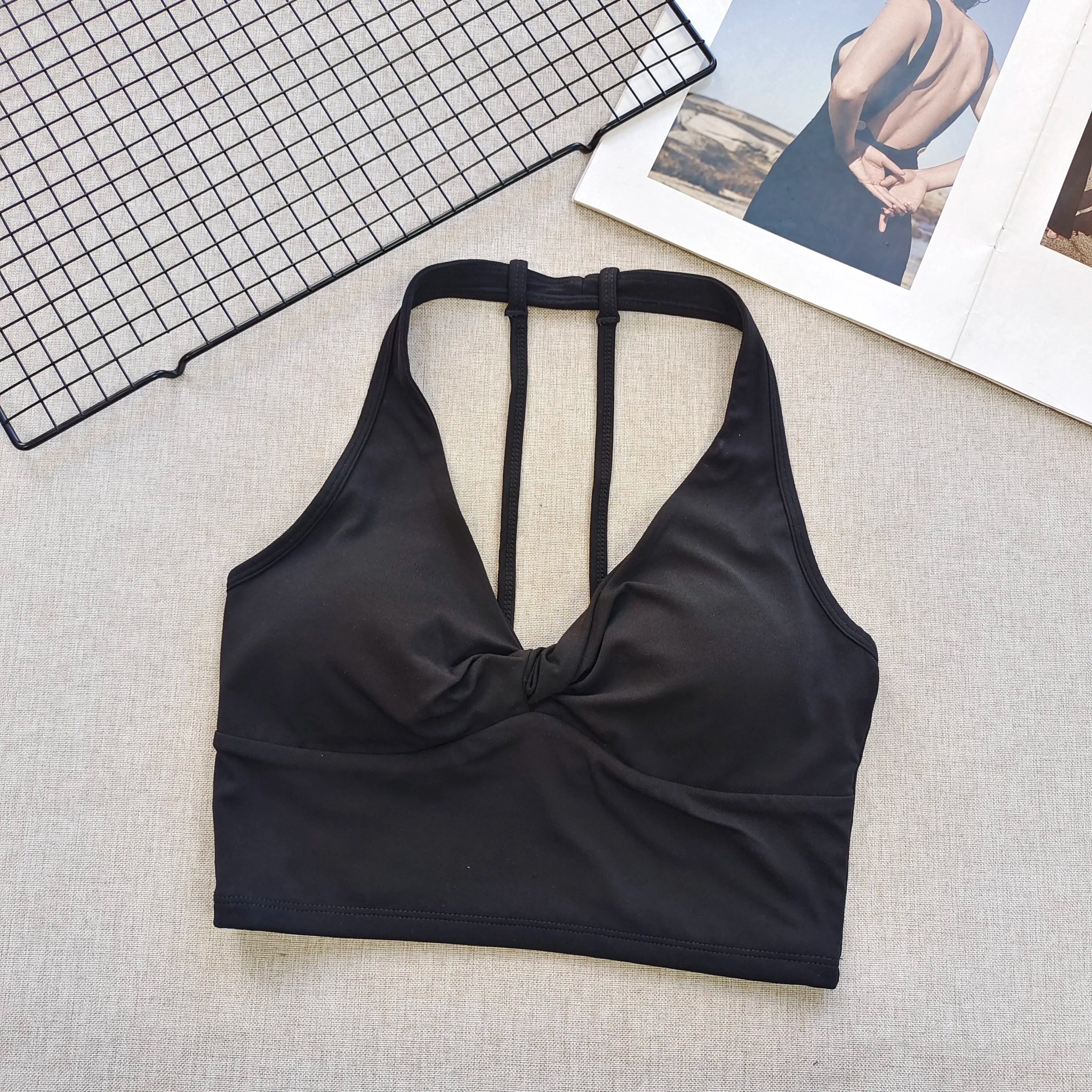 Sports Bra for Women, Fixed and Supportive Twist Design Pilates Yoga Wear, Beautiful Back Running Fitness Training Top