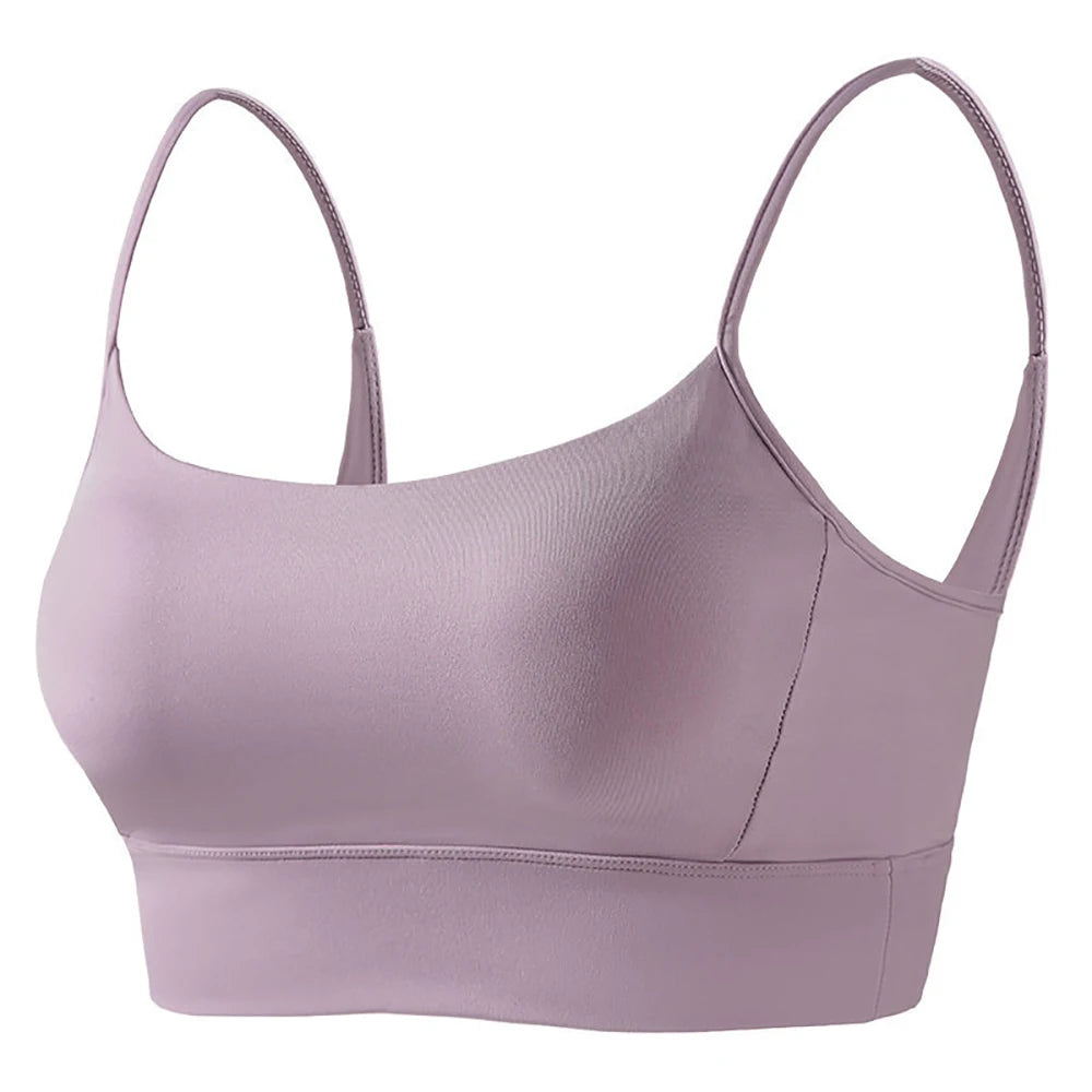 Low Back Sports Bra For Women Low Impact Padded Workouts No Underwire Bralette Beauty Back Yoga Spaghetti Straps Vest Tops