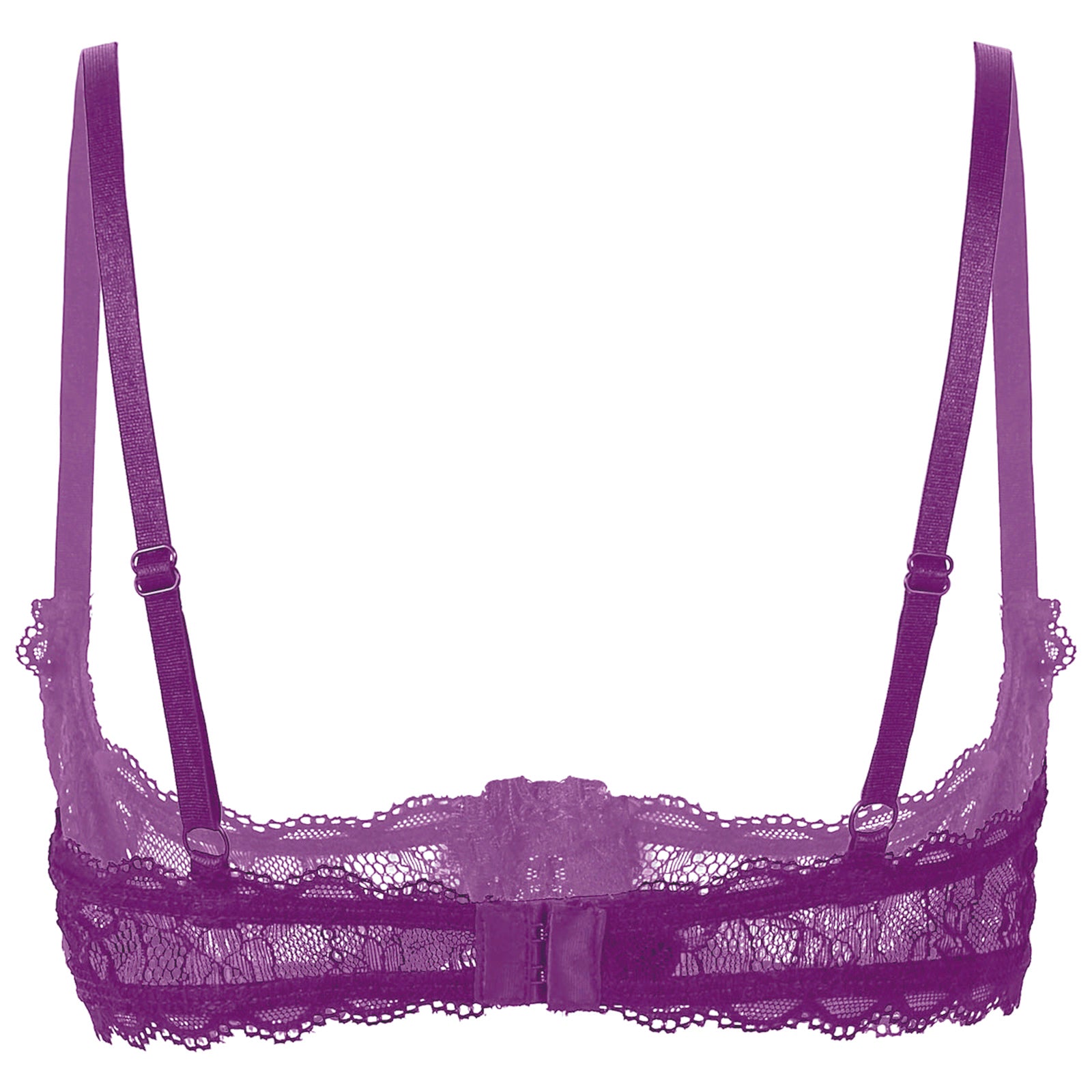 Women's Sheer Lace Lingerie Sexy Half Cup Bare  Breast Underwire Push Up Bra Tops Adjustable Straps Unlined Brassiere
