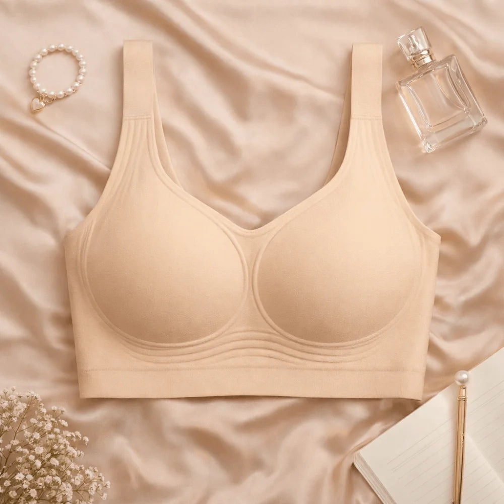 Breathable Adjustable Wireless Bra Tank Top Style Push-Up Seamless Bra Anti-Sagging Plus Size Deep V Bra Women