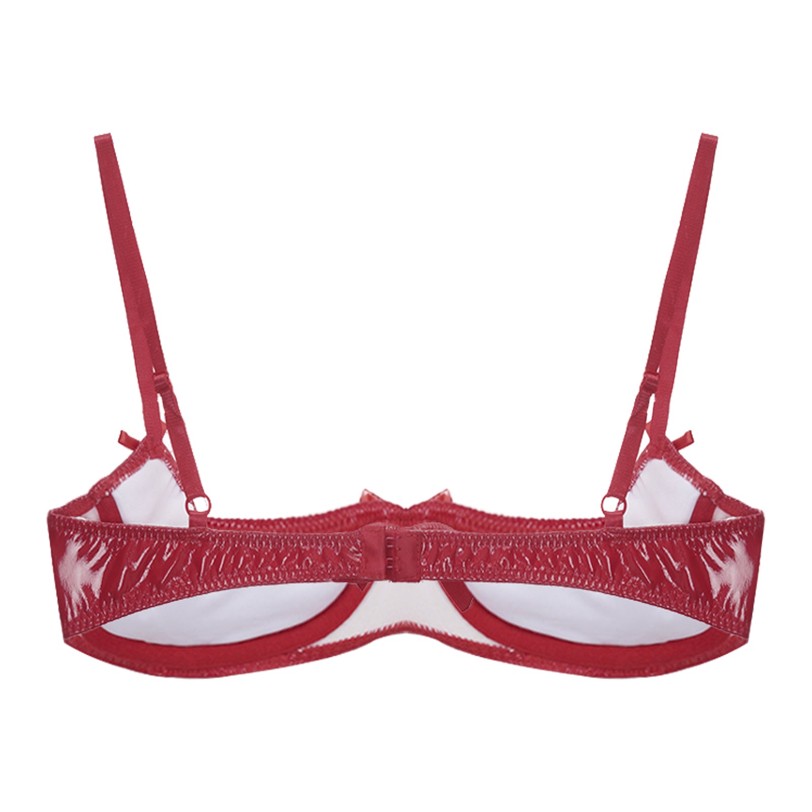 Womens Lingerie Porno Open Chest Bra Underwear Glossy Patent Leather Underwired Brattle Adjustable Shoulder Straps Unlined Bras