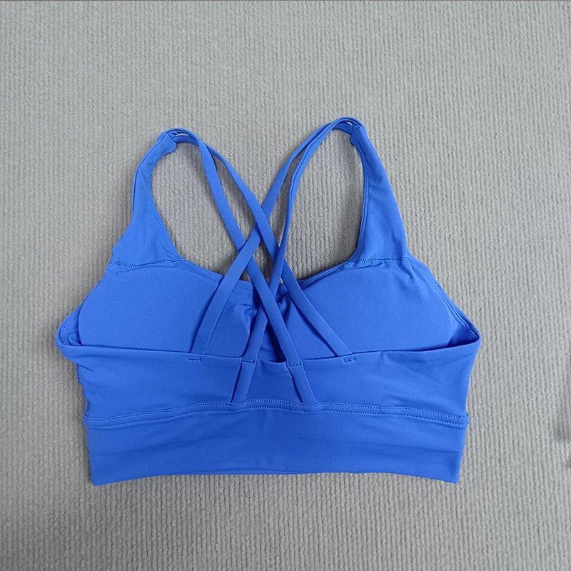 Yoga sports bra Solid color women's Bras Soft cross back sports bra fitness exercise tight fitting training  jogging sports bras
