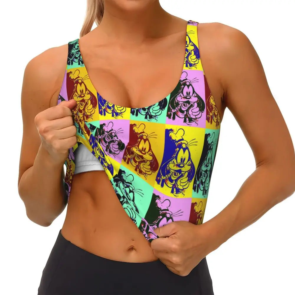 Custom Goofy Cartoons High Impact Sports Bras for Women Mangas Seamless Workout Running Crop Tank Tops
