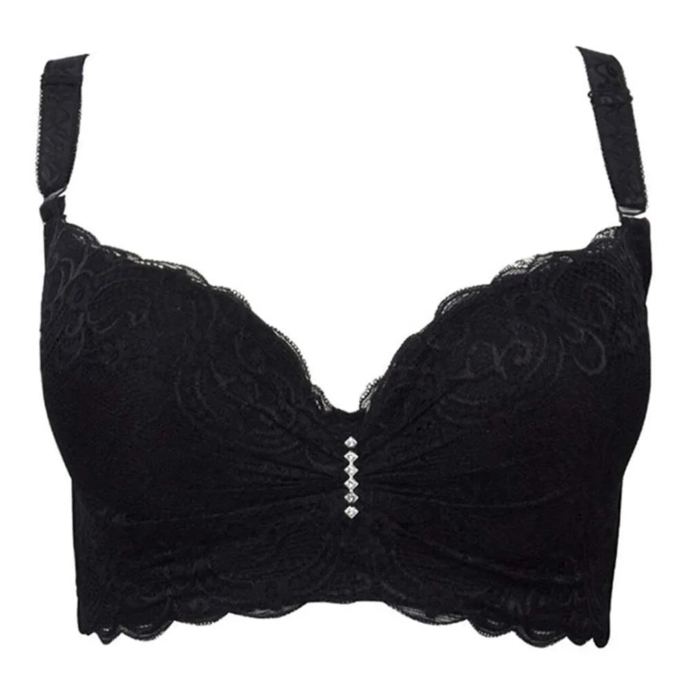 BCHRAYIUP Women's Underwire Padded Plunge Push Up Bra Sexy Flora Lace Deep V Full Cup Bra 34 36 38 40 42 44 46 B C D E