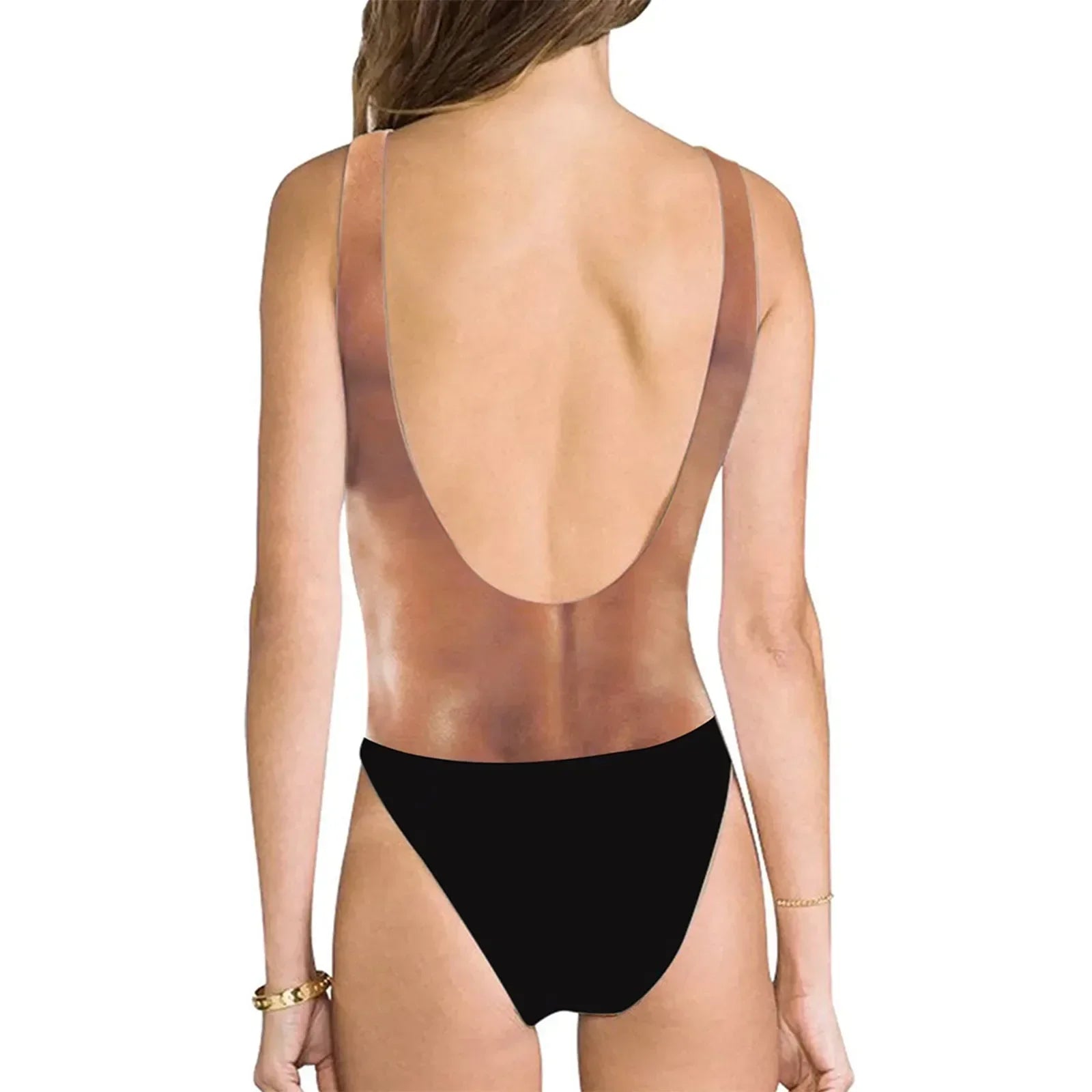 One-Piece Suits 2025 Trendy Women's Sexy Funny 3D Fake Breast Hairy Funny Print Swimsuit Bathing Suit Beach Outfits Bikini Mujer