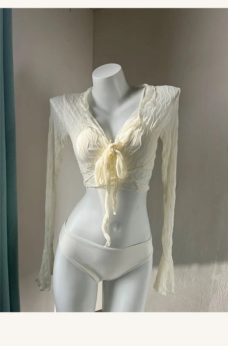 Swimsuit Women's Bikini New Slimming and Belly Covering Four Piece Set Sexy Pure Desire Split Vacation Soaking in Hot Springs