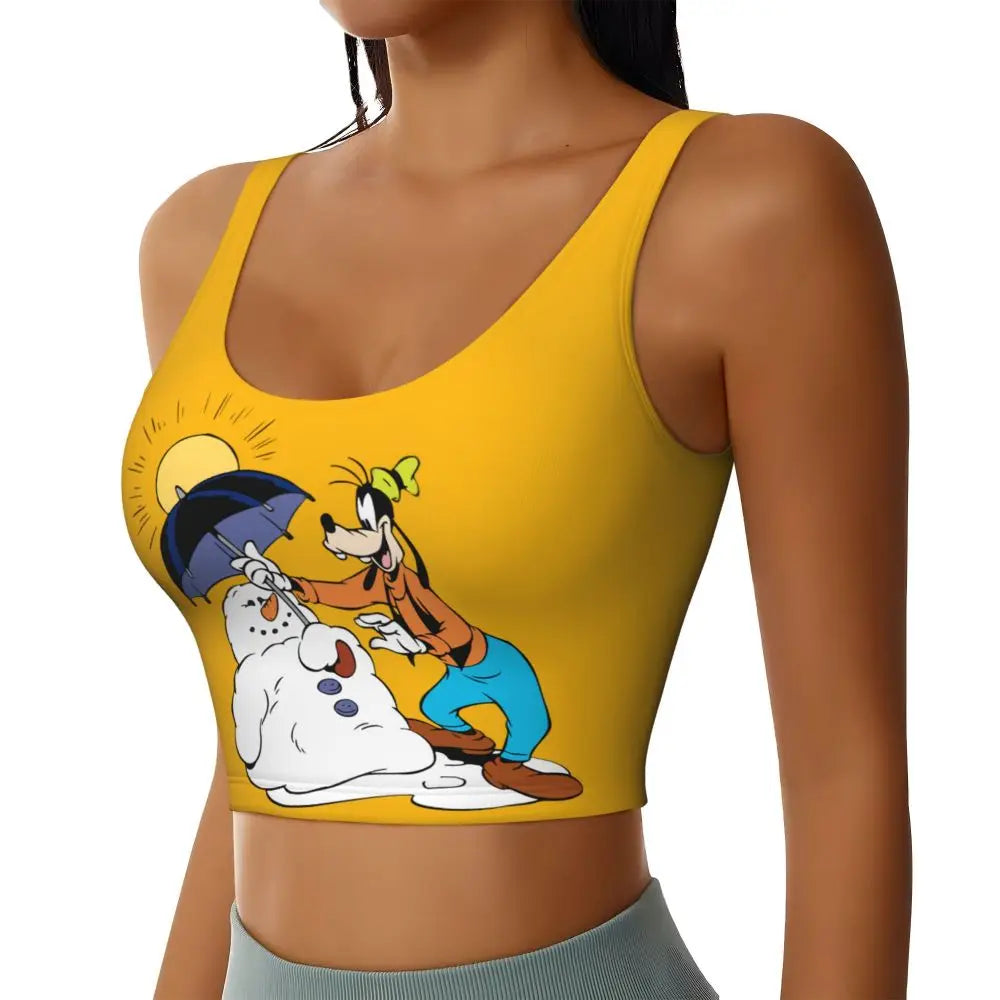 Custom Goofy Cartoons High Impact Sports Bras for Women Mangas Seamless Workout Running Crop Tank Tops
