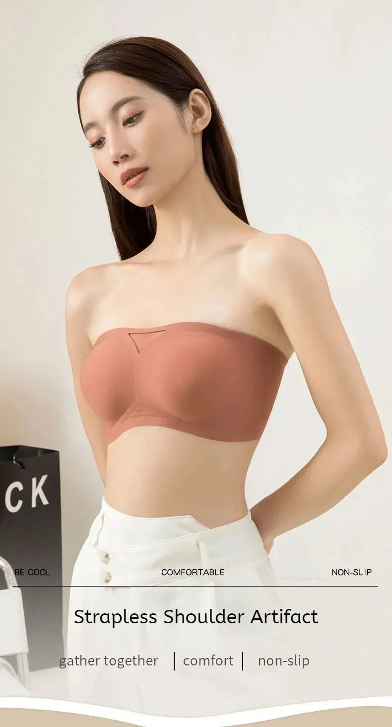 Non-slip Strapless Underwear Bra Seamless Sport Bras Women Soft Thin Push Up Underwear Lingerie Sleep Top Invisible Lingerie