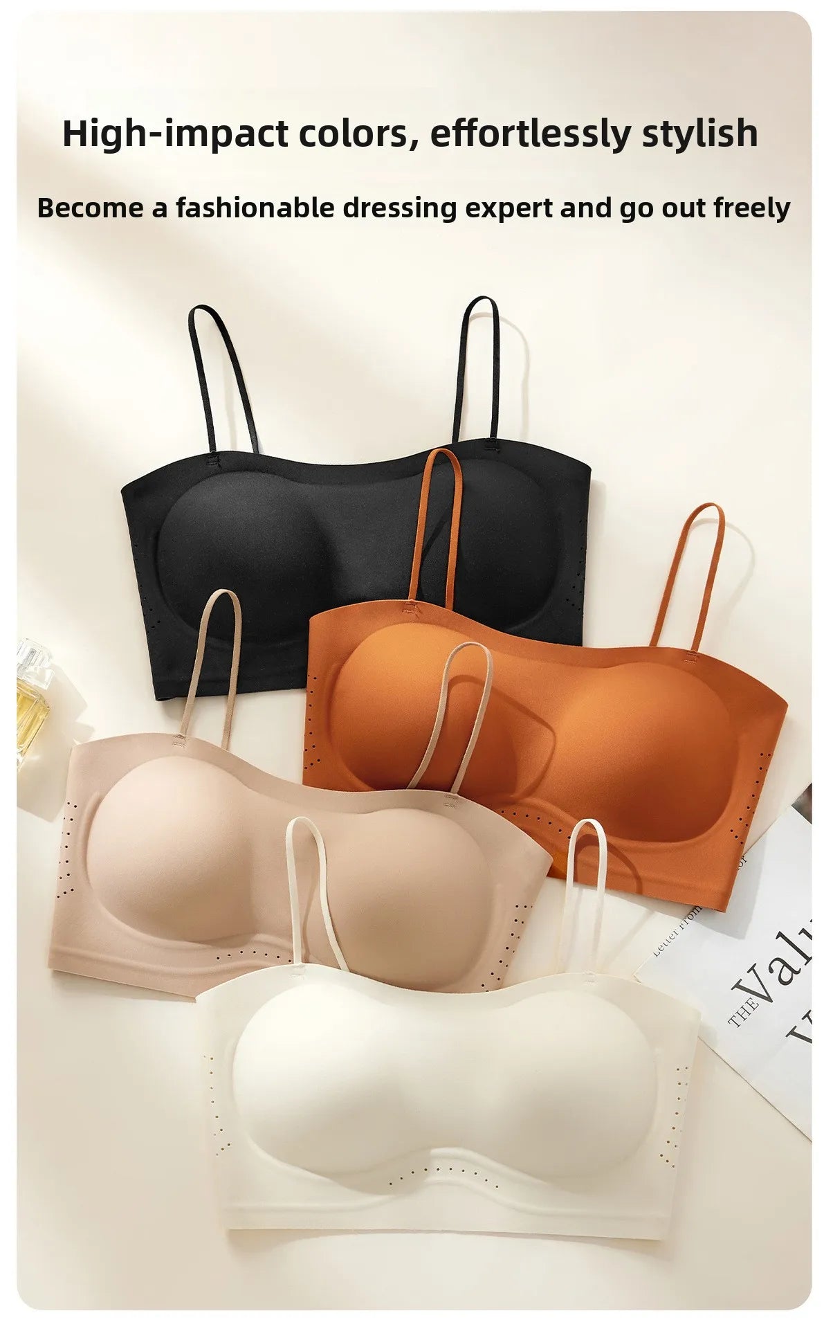 Women Push Up Bra Thin Strap Seamless Backless Bandeau Camisole Summer Padded Jelly Wire Free Comfortable Daily Bra
