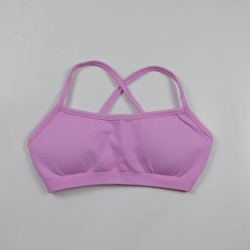 Women's Sports Bras For Running Push Up Seamless Yoga Bra Adjustable Straps Cross Back Fitness Athletic Bra Tops