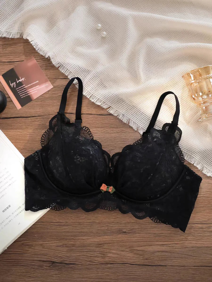 Hot New Sexy Lace Wireless Bra Small Bust Lift No Gaps Anti-Armpit Fat Anti-Sagging Comfortable Women Daily Bra