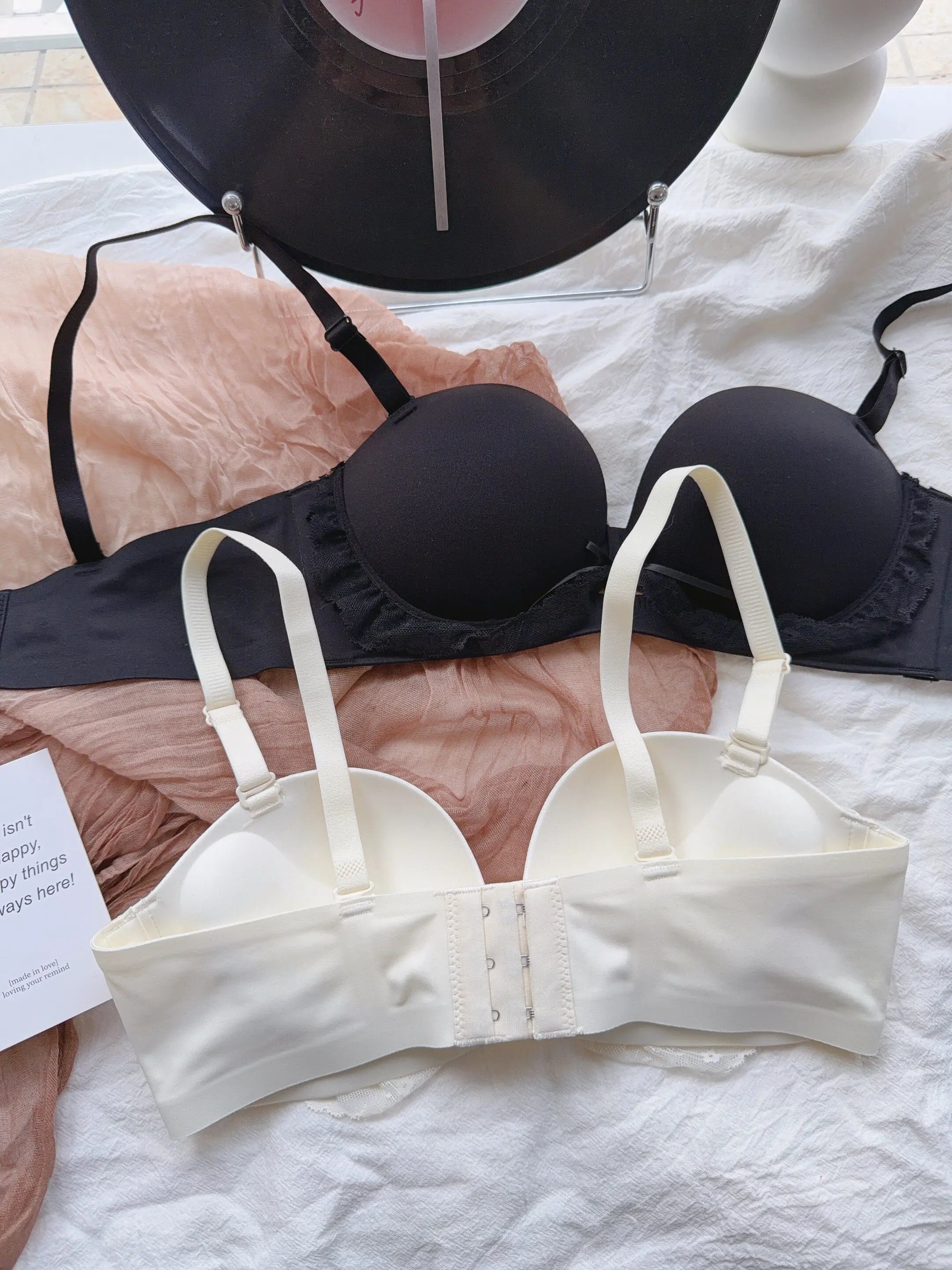 YEMOMO Red Half-Cup Lace Bra Set for Small Chests Adjustable Support Anti-Sagging Push Up Sexy Lingerie Set Women Birthday Gift