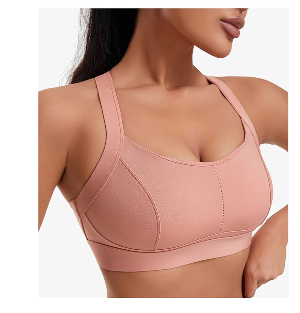 Women High Impact Sports Bra Criss Cross Back Padded Bra Workout Fitness Sports Yoga Bras Shockproof Sport Crop Top Vest