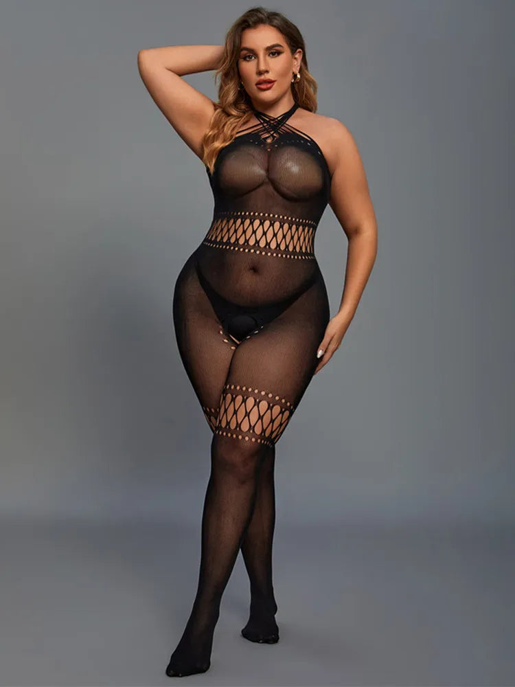 Erotic Tight Lingerie For Women Bodysuit Sexy Fishnet Body Suit Transparent Full Body Stockings Clothes Female Sexiest Jumpsuit