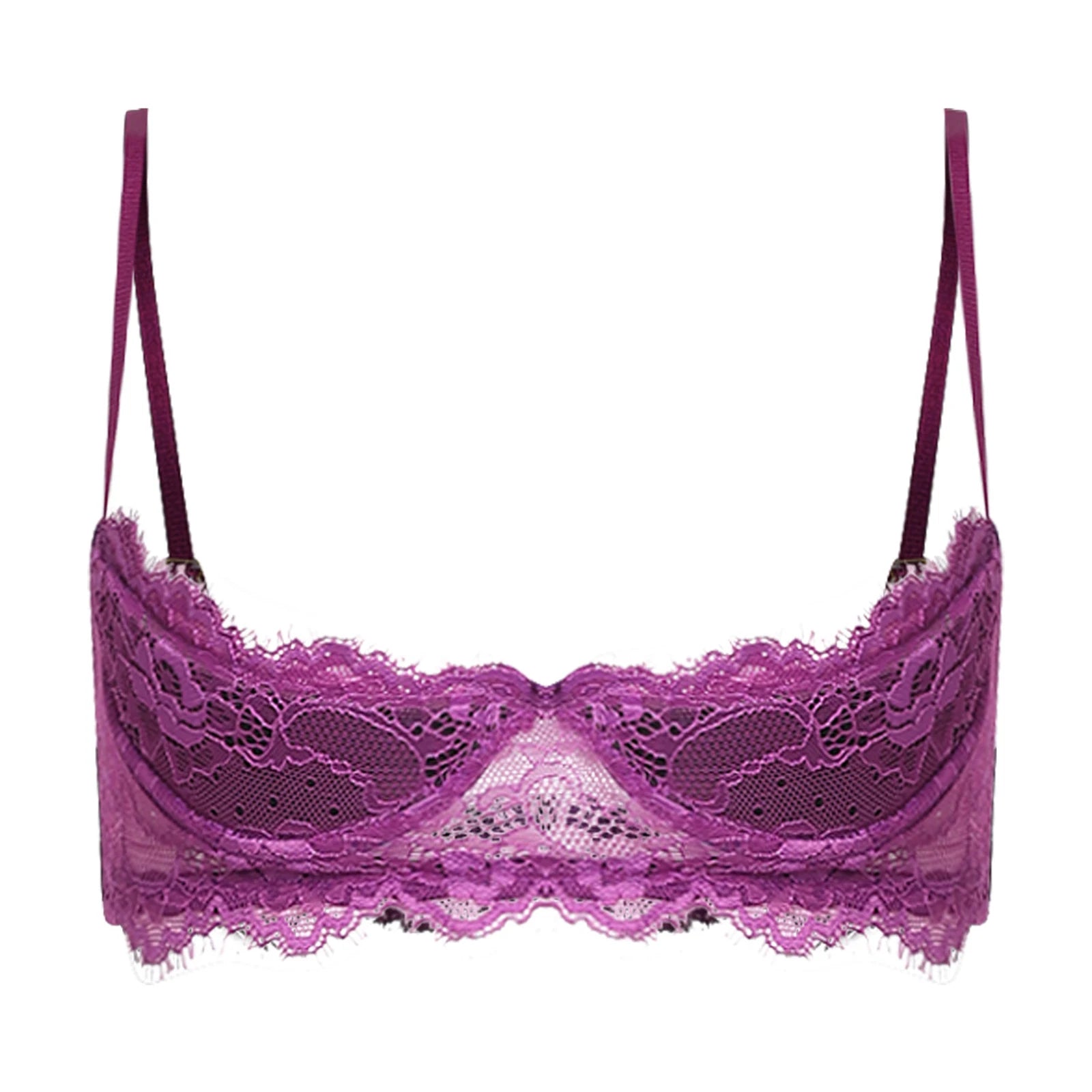 Womens Sexy 1/4 Cup Bras Open Nipple Cups Lingerie Bra Top Padded Cup Push-up Underwire Bra Exposed Nipples Chest Balconette