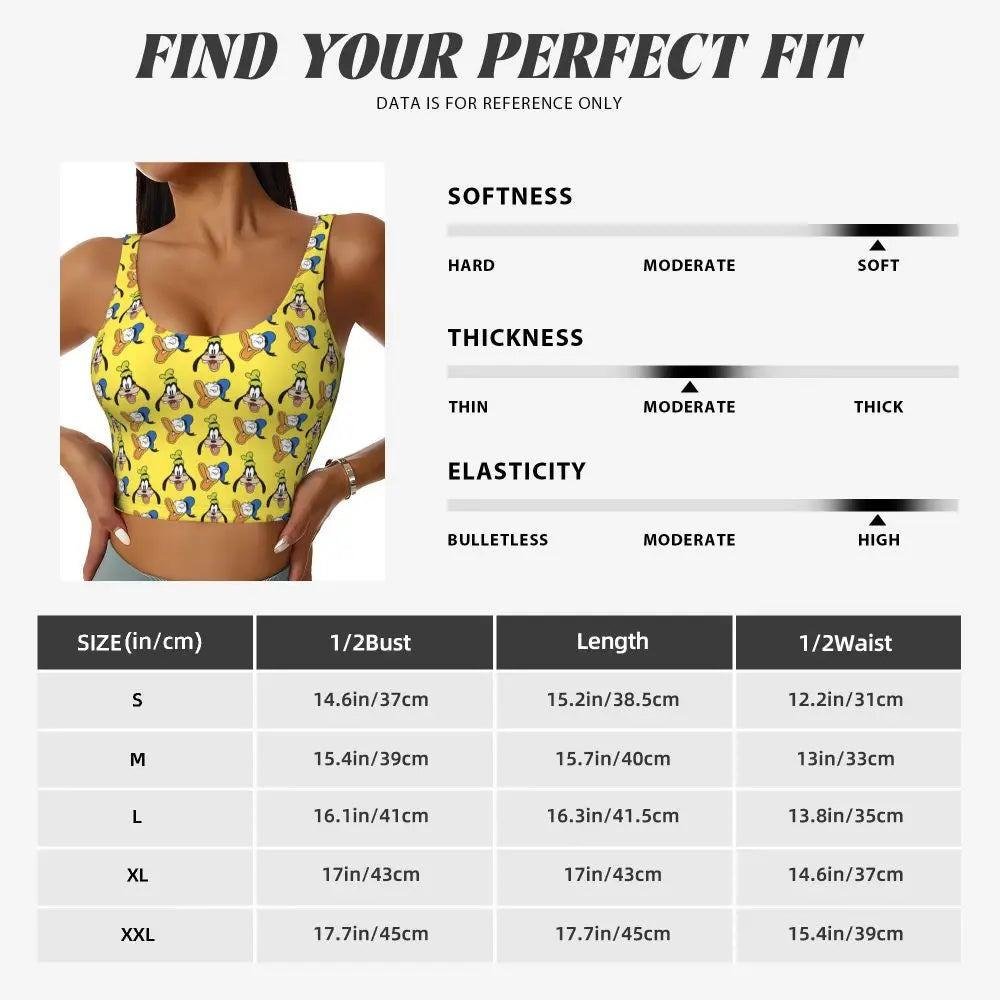 Custom Goofy Cartoons High Impact Sports Bras for Women Mangas Seamless Workout Running Crop Tank Tops