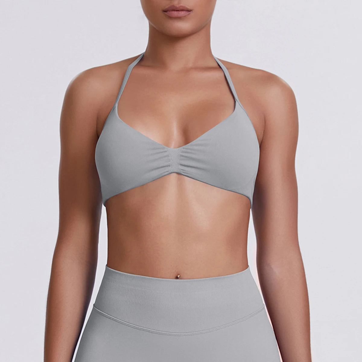Sport Bra Strappy Bra Top Women High Support Thin Strap Halter Sport Seamless Bras Scrunch Workout Yoga Tank