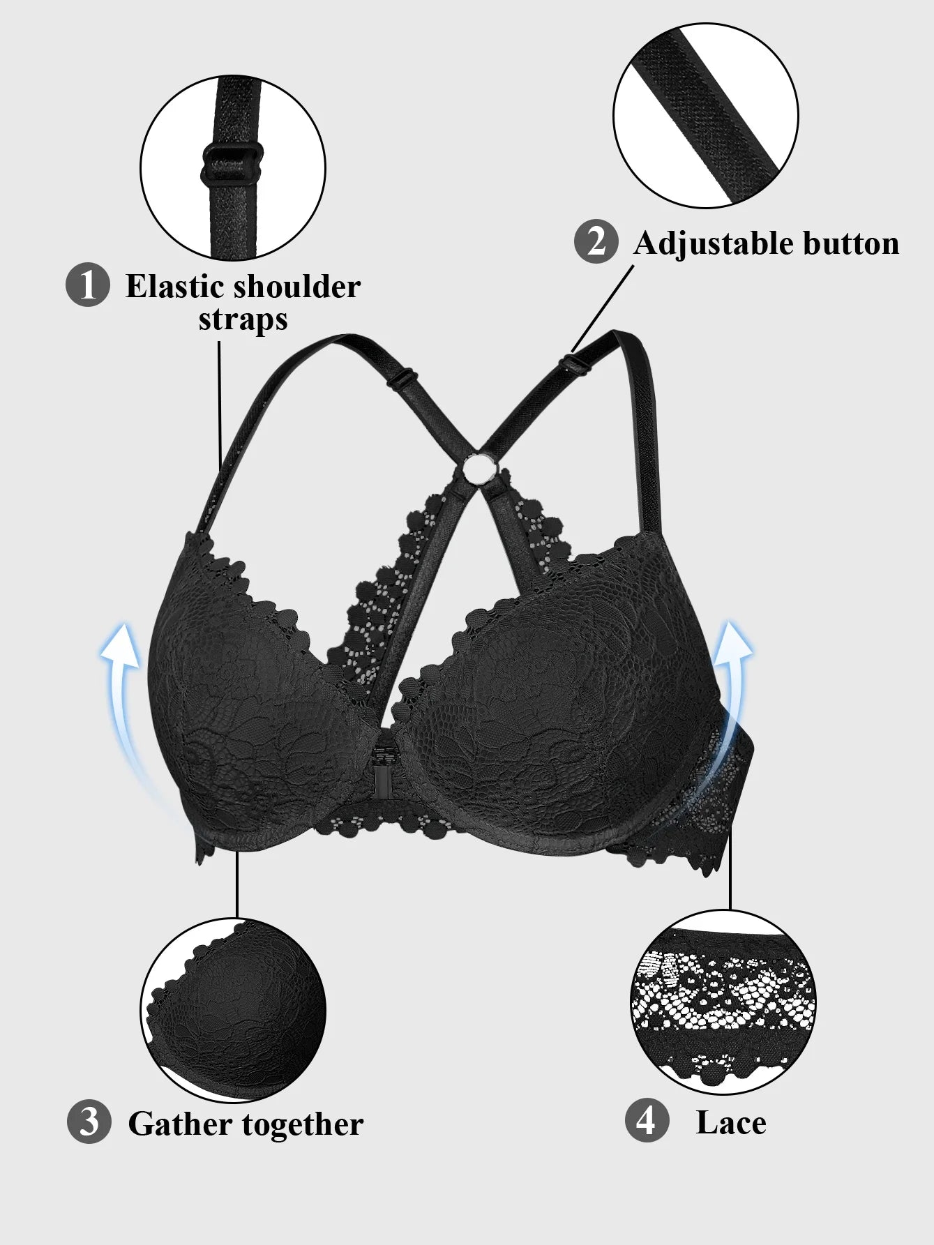 Women’s Sexy Lace Padded Wireless Bra with Comfortable Support, Adjustable Straps, Breathable for Daily Wear Multiple Occasions