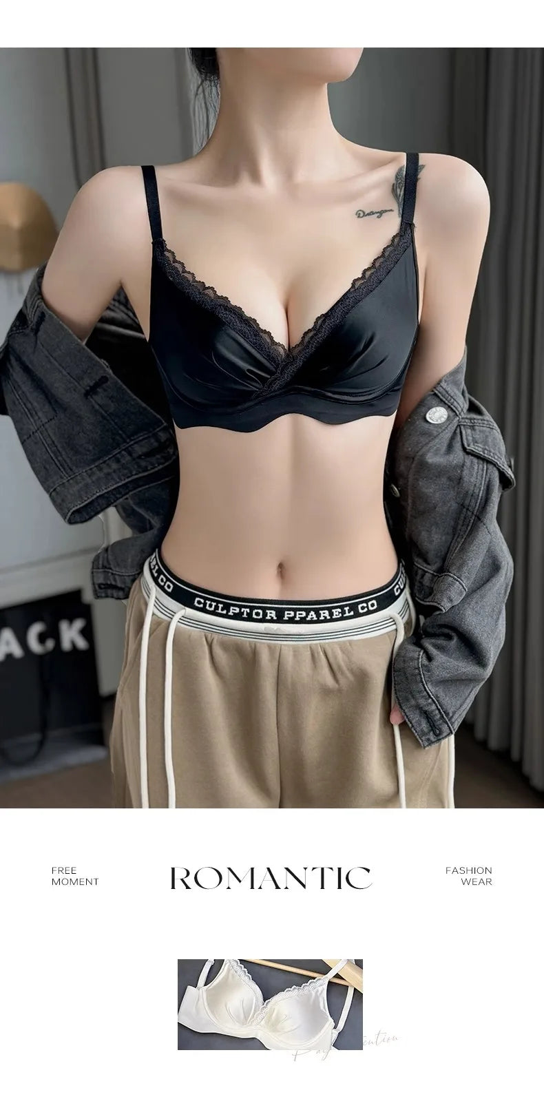 Bralette Dentelle Automne T32-38 - Sans Armatures Anti Écartement pour Petite Poitrine, Ajustable Confort Sexy Soutien-Gorge