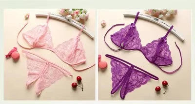 Sexy  Women's Lace  Transparent Thin Large Size  Loose Ice Silk Small Chest Gathering Underwear