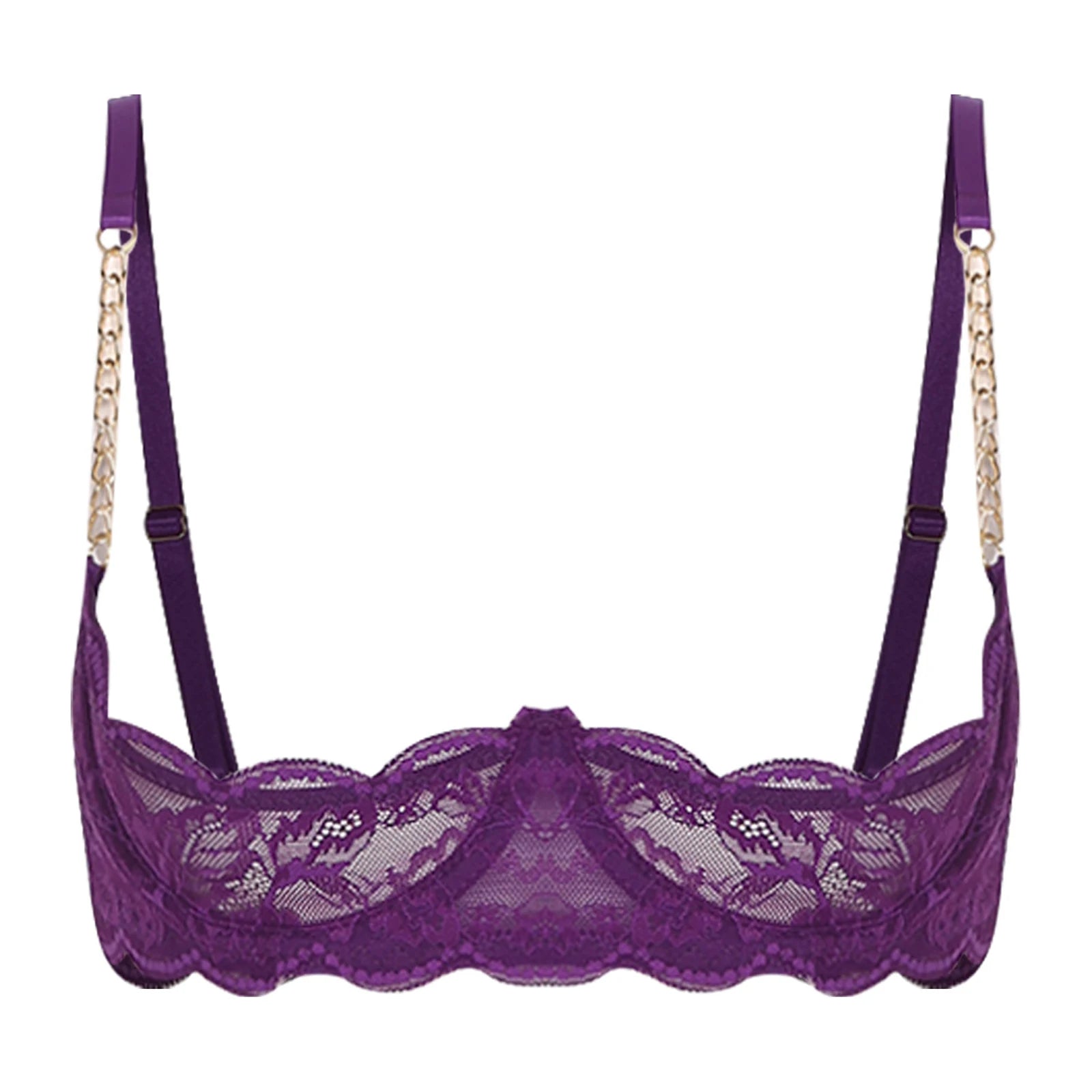 Womens Lingerie Bare Exposed Open Nipples Bra Underwear Set Floral Lace Brassiere 1/4 Cup Underwire Push-up Bralette Balconette