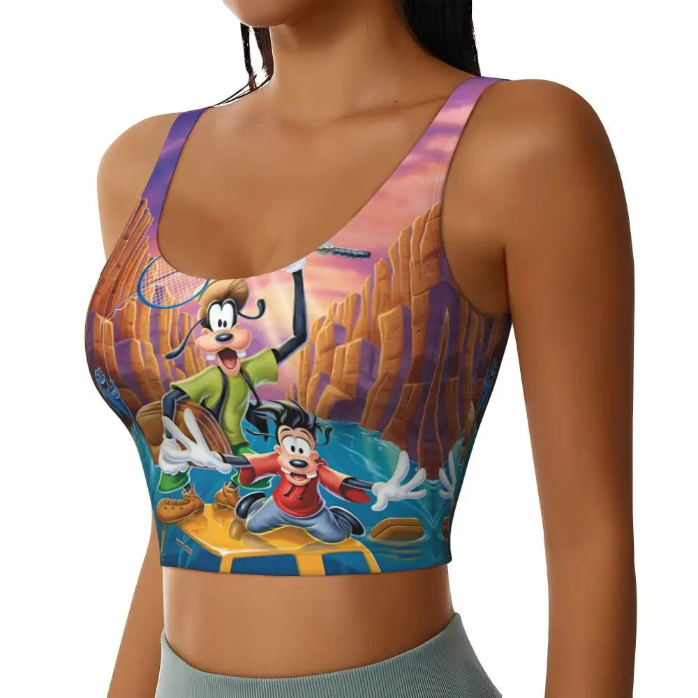 Custom Goofy Cartoons High Impact Sports Bras for Women Mangas Seamless Workout Running Crop Tank Tops