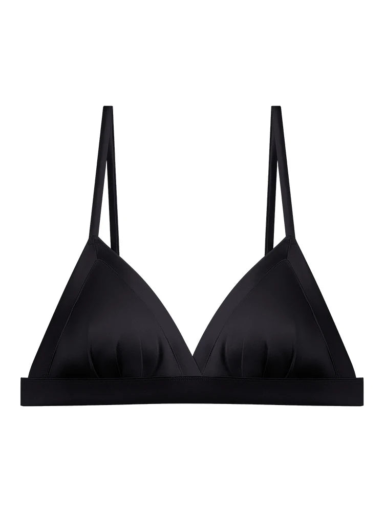 Women Silk Bra 93.8% Mulberry Silk 6.2% Spandex 3/4 Cups Everyday Wear Thin Bra Lining Wire Free Solid Colors Intimates TG223