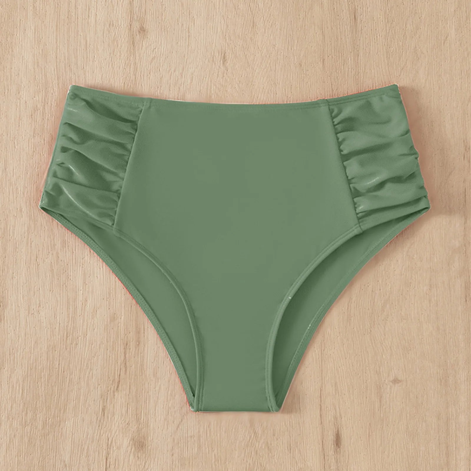 Summer Women Bikini Swimming Trunks Solid Color Sexy High Waist High Elasticity Bottoms Daily Beach Vacation Swimwear Briefs