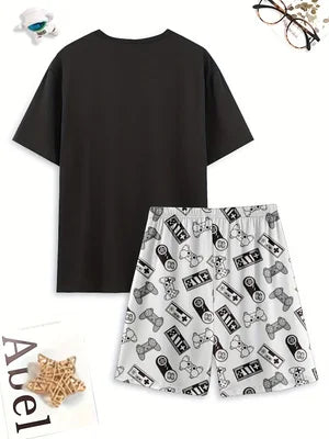 Game controller pajama set, comfortable summer homewear