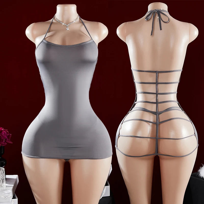 Erotic Babydolls Underwear Porn Curved Tight Fitting Suspenders Sex Hollow Out Transparent Nightdress Women Dress Sexy Lingerie