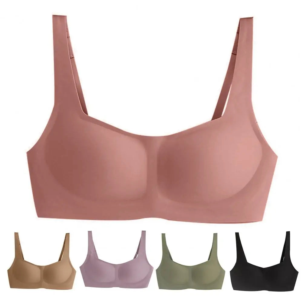 Women Bra Square Neck Wireless No Trace Thin Lingerie Padded Small Breasts Close Together Padded Bra Prevent Sagging Push Up Bra
