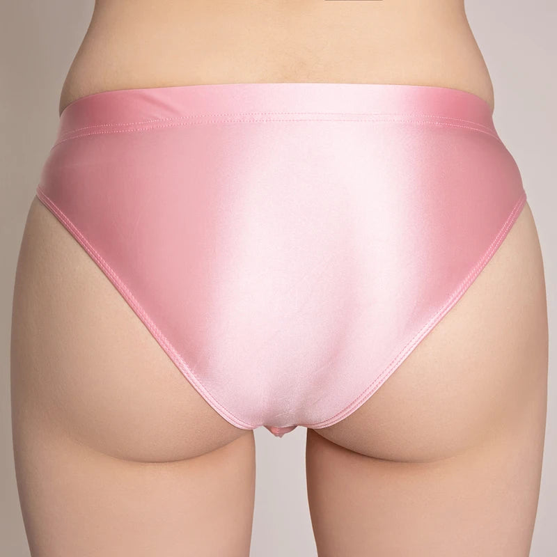gloss Briefs Bikini Bottoms with Buttocks Silky Solid Bikini low-waisted Tights Underpants Oily swimming sexy men underwear