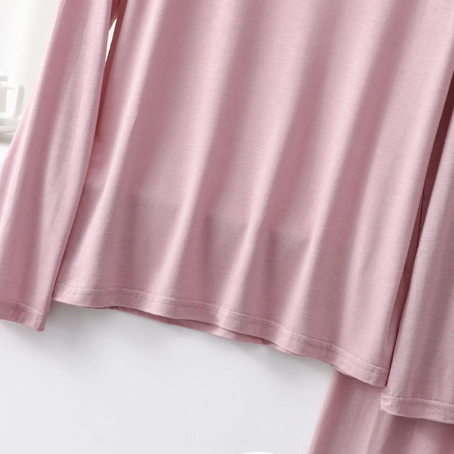 Modal Pajama Sets 2 Piece O-Neck Long sleeved Tshirt and Wide Leg Pant Ankle Length Loose sleepwear set Comfort homewear suits