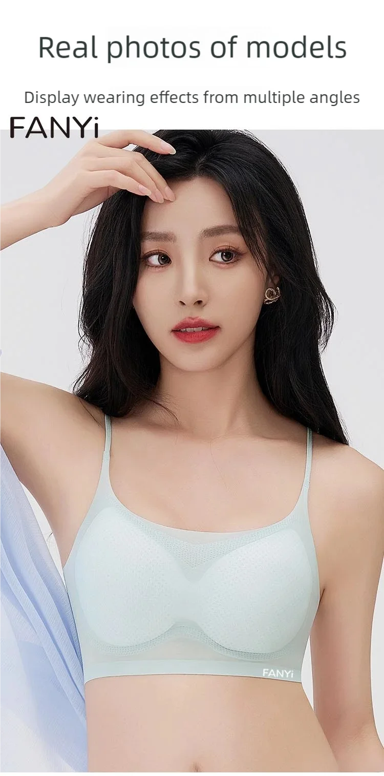 A thin, breathable and comfortable women's bra with a slim shoulder strap, featuring a beautiful back and a small chest