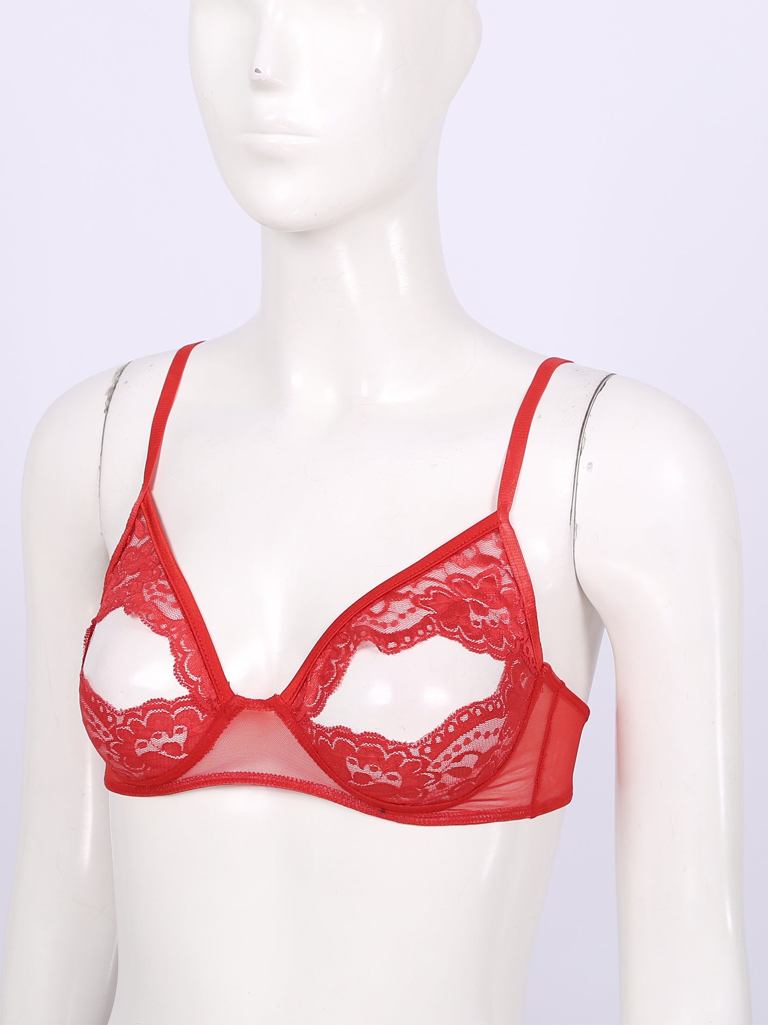 Women Nipple Exposed Bra Sexy Open Cup Lace Lingerie Exotic Brassiere Nightclub See-through Bralette Wire-free Unlined Bra Top