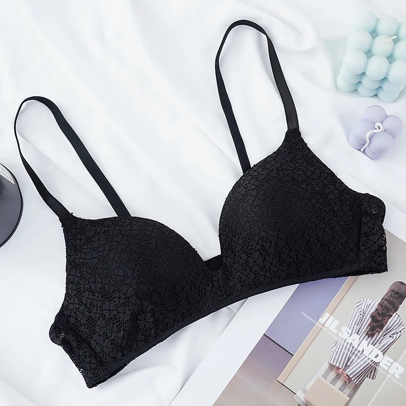 Sexy Lace Wireless Bras for Women Lingerie Push Up Bra Comfort Backless Sleep Tops Gathered Underwear French Bralette New