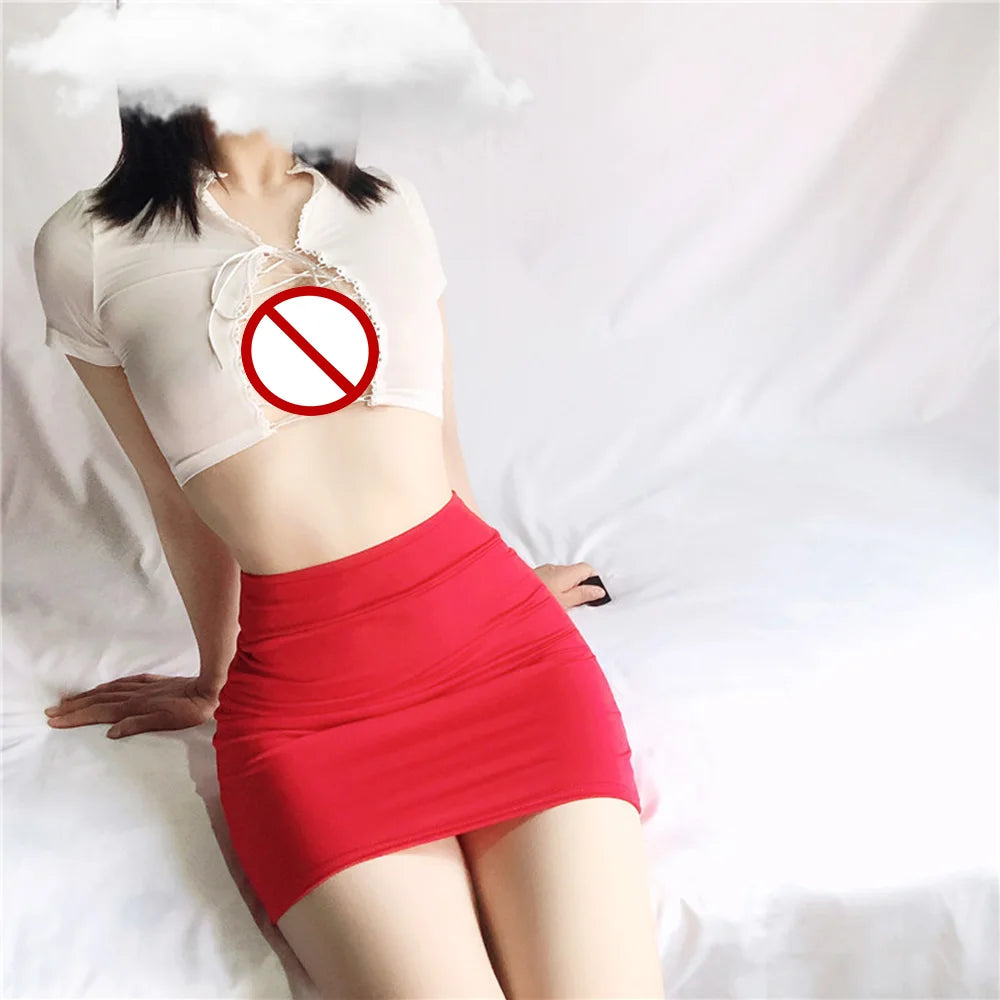 Sexy Girl's Night Lingerie Solid Color Micro Mini Skirt for Women Casual Hip-Hugging Short Skirts